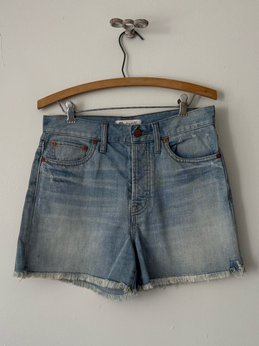 Madewell Light Blue Denim Cutoff Shorts with Frayed Hem